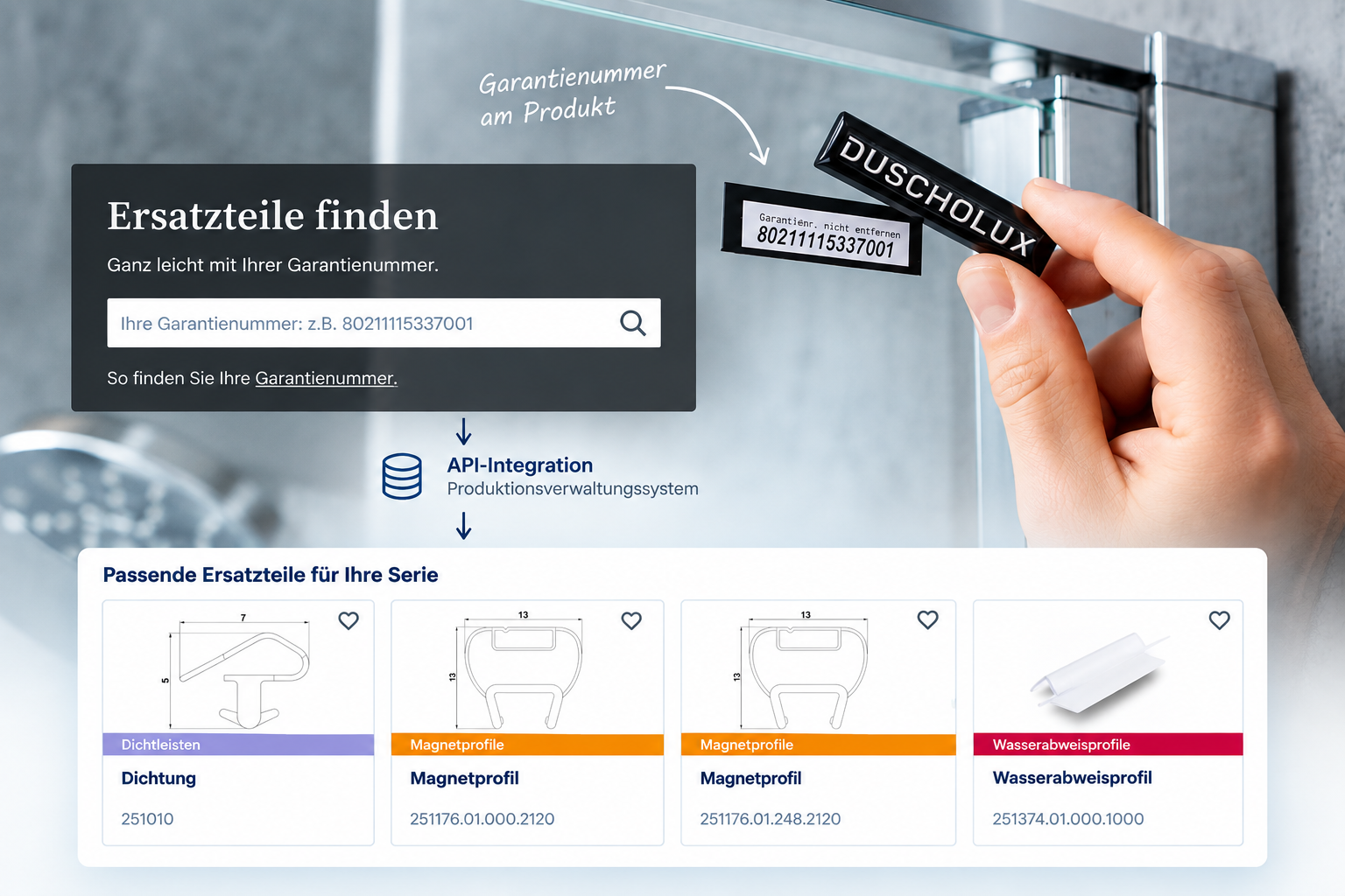 Garantienummernsuche bei Duscholux
