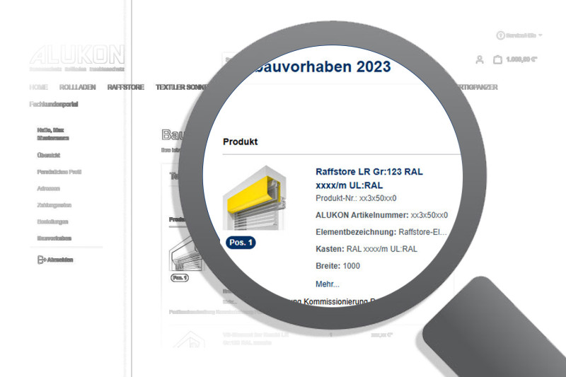 Verwaltung von Bauvorhaben im ALUKON B2B-Shop