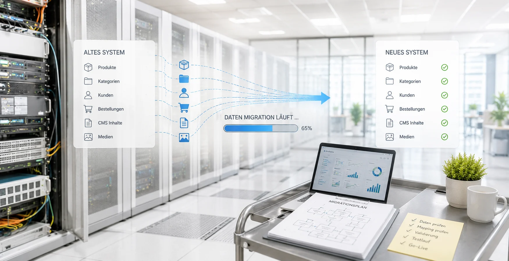 Daten und Funktionen in das neue System migrieren