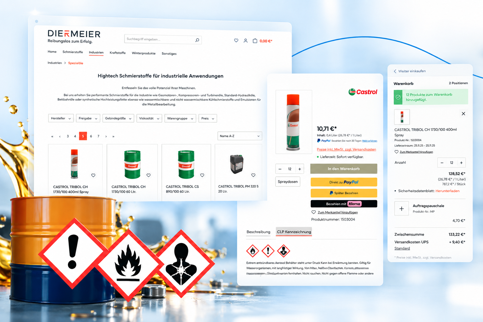 Gefahrgutkennzeichnung und ChemVerbV-Freigabe im Diermeier Onlineshop